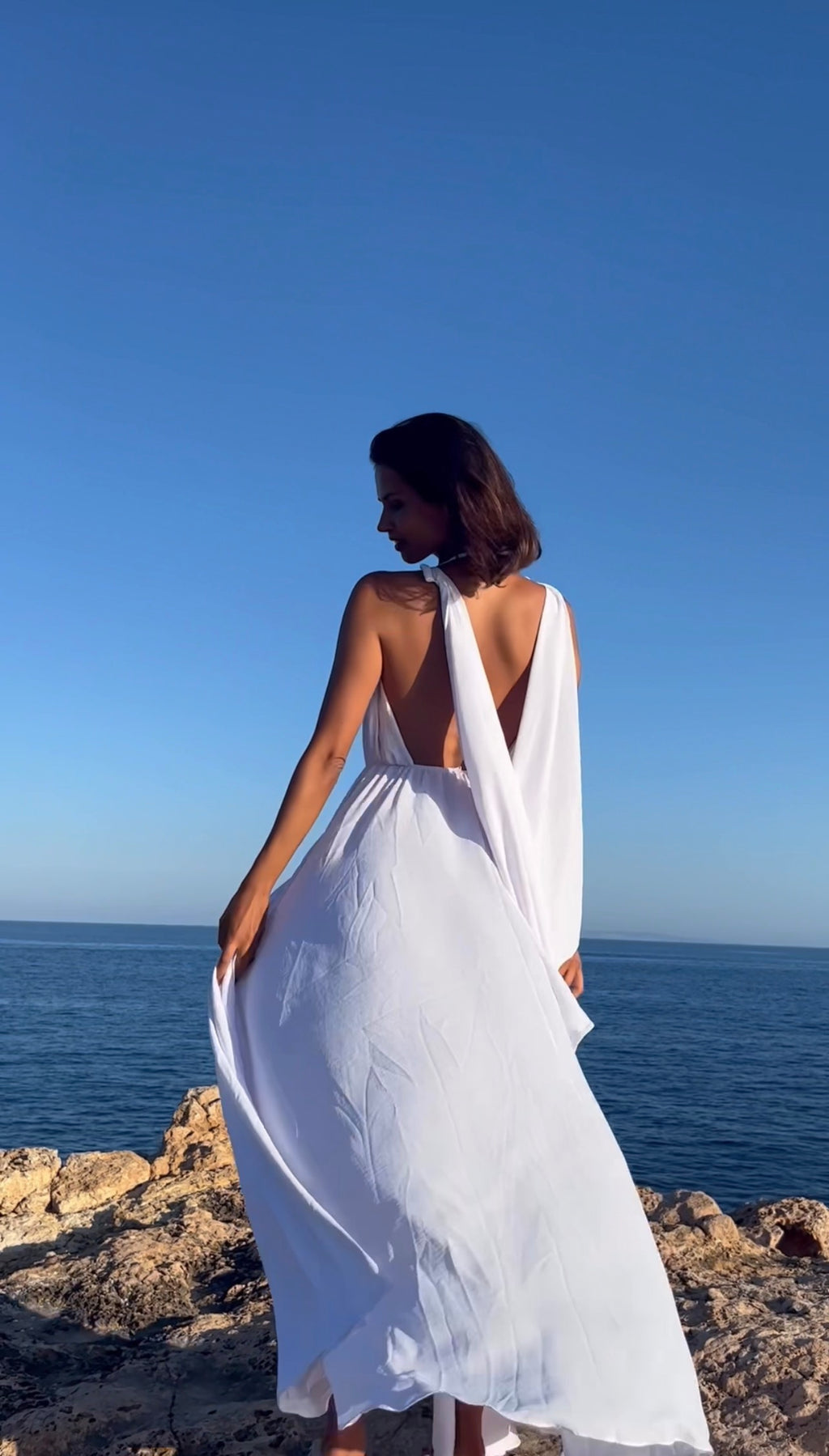 Goddess Dress: Women’s Long Dress with Halter Neckline and Open Back