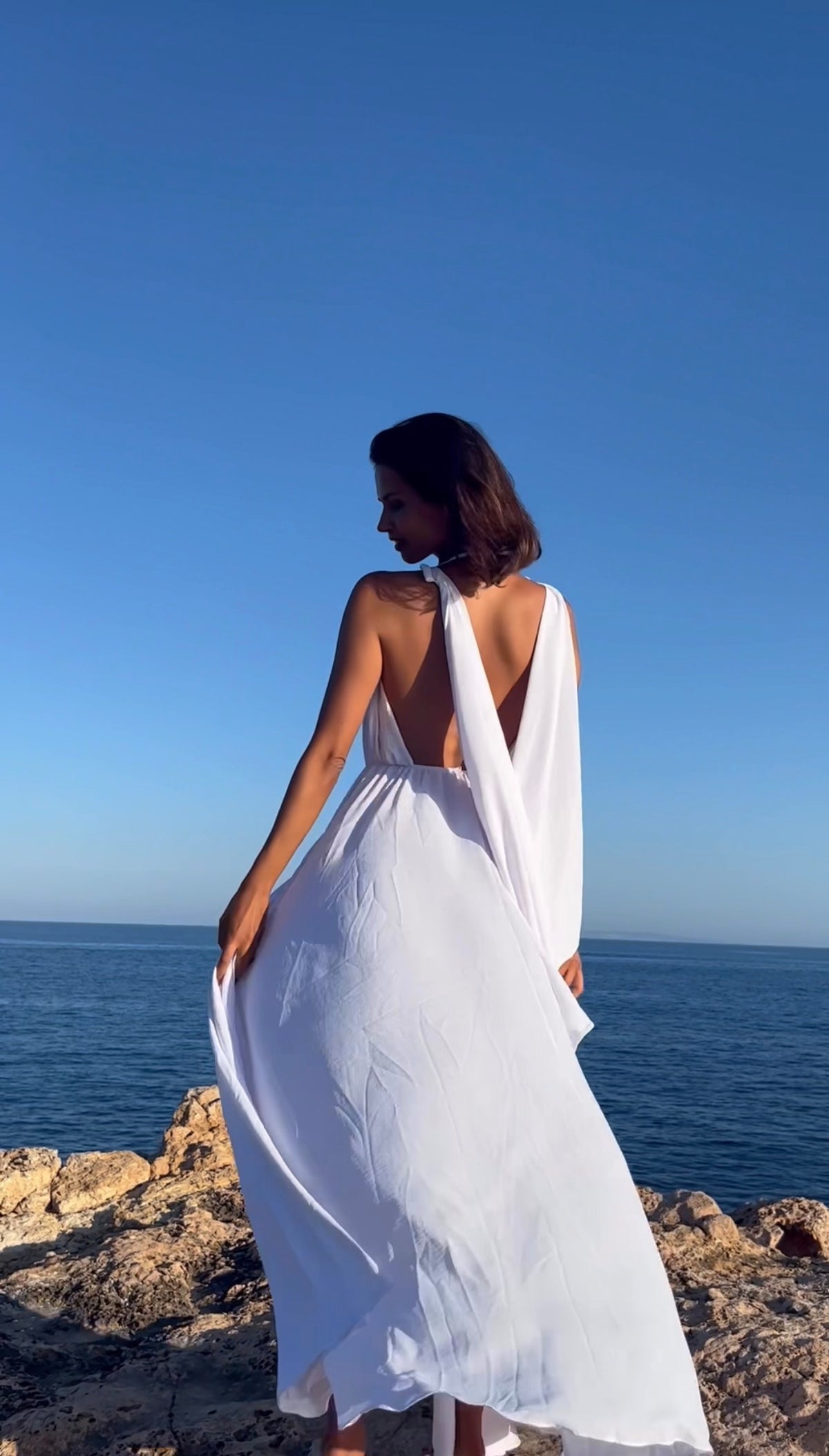 Goddess Dress: Women’s Long Dress with Halter Neckline and Open Back